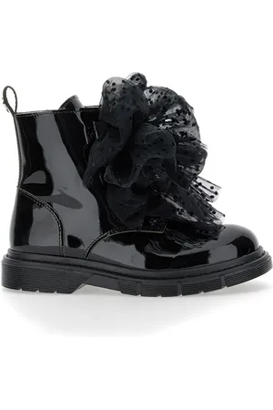 MONNALISA Anfibi pelle con fiocchi tulle