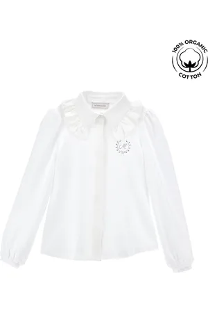 MONNALISA Camicia stretch cotone organico strass