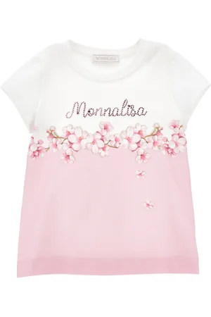 MONNALISA T-shirt cotone bicolor con strass