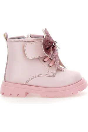 MONNALISA Scarponcini pelle con fiocco glitter