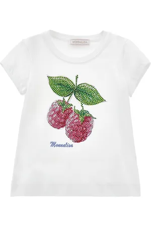 MONNALISA T-shirt lamponi con strass