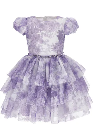 MONNALISA Abito tulle fiori monocolori