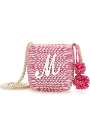 MONNALISA Borsa secchiello paglia pom pon
