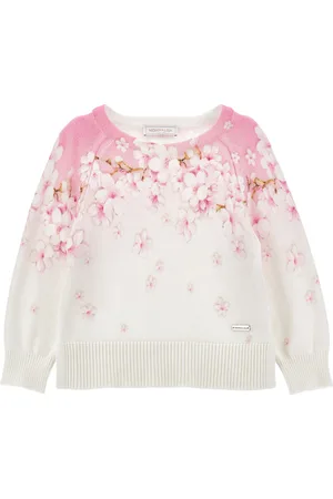 MONNALISA Pull cotone viscosa fiori di pesco