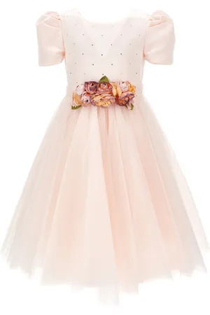 MONNALISA Abito raso duchesse e tulle glitter