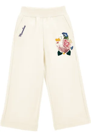 MONNALISA Pantaloni palazzo felpa ricamata