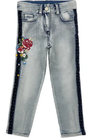 MONNALISA Jeans denim ricamati