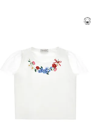 MONNALISA T-shirt cotone organico con maniche tulle