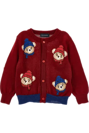 MONNALISA Cardigan merino orsetti intarsio