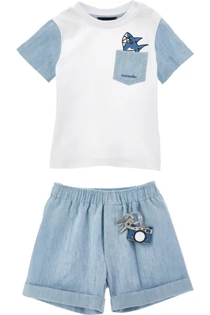 MONNALISA Set chambray T-shirt e pantaloncini