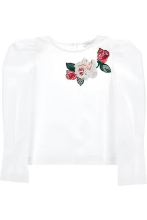 MONNALISA Blusa popeline con rose ricamate