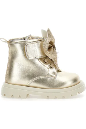 MONNALISA Scarponcini pelle con fiocco glitter