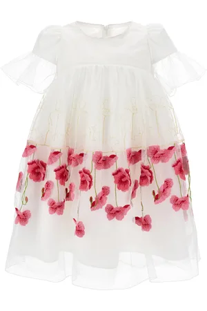 MONNALISA Abito tulle ricamo tulipani
