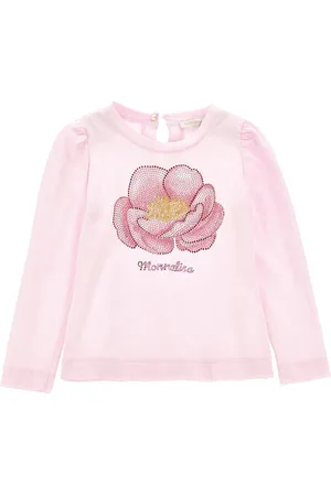 MONNALISA T-shirt cotone ricamo anemone