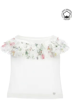 MONNALISA T-shirt cotone organico con tulle