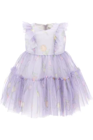 MONNALISA Abitino tulle stampa tulipani
