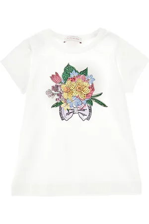 MONNALISA T-shirt bouquet con strass