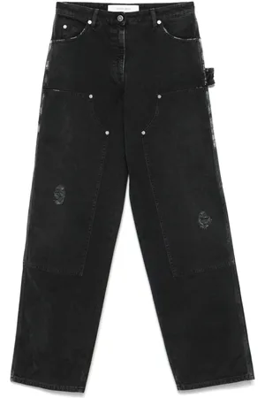 Golden Goose Jeans In Cotone Effetto Distressed Con Patch Frontali