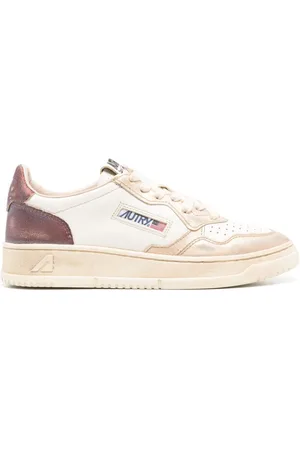 Autry Sneakers Medalist Low Super Vintage In Pelle Bianca, Rossa E Oro