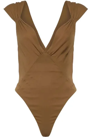 Saint Laurent Body Incrociato Sul Retro In Seta Semitrasparente