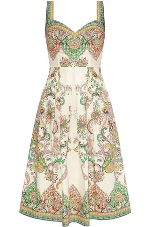 Etro Abito Midi Stampa Floreale Con Scollo A Cuore
