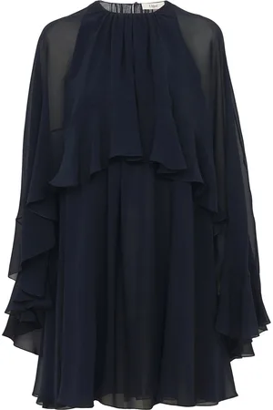 Chloé Mini Abito Con Mantella In Georgette Di Seta