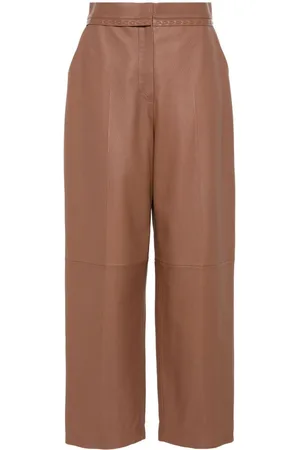Fendi Pantaloni Carrot Fit In Pelle