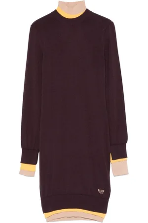 Fendi Abito Aderente In Lana Con Dettaglio Multi Layer