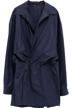 Balenciaga Abito-Camicia Mini In Cotone Con Vita Elasticizzata