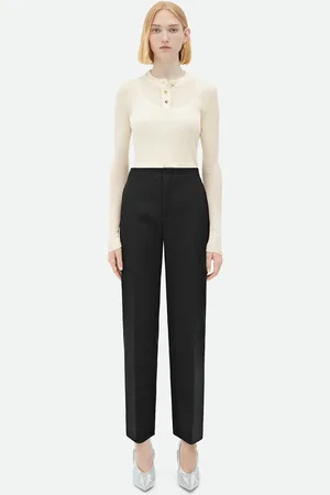 Bottega Veneta Pantaloni In Lana Dalla Linea Curva