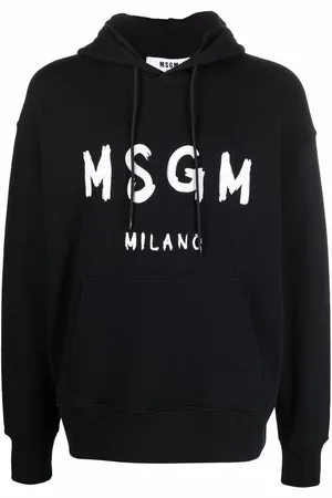 Msgm Felpa Stampa Logo Con Cappuccio