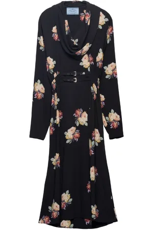 Prada Abito Stampa Camelia In Sablé