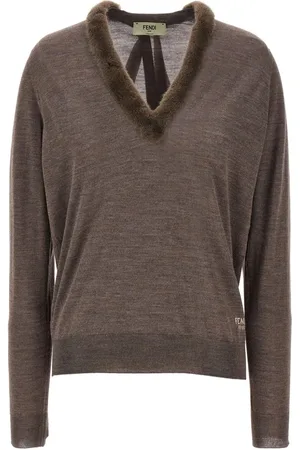 Fendi Maglia In Lana E Seta Con Scollo A V