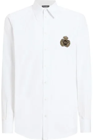 Dolce & Gabbana Camicia In Cotone Con Stemma Logo Applicato