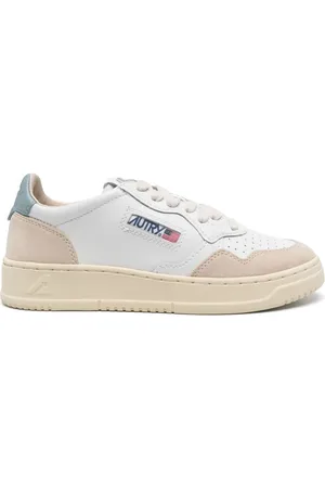 Autry Sneakers Medalist Low In Pelle E Suede Bianca E Azzurra