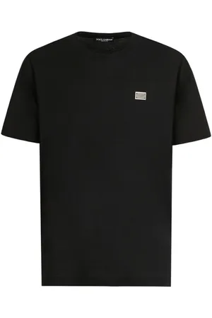 Dolce & Gabbana T-Shirt In Cotone Con Placca Logo In Metallo
