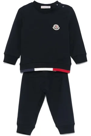 Moncler Tuta Con Orlo Tricolore In Cotone