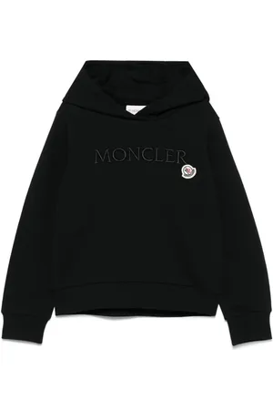 Moncler Felpa Con Cappuccio In Cotone Con Logo Tono Su Tono Ricam
