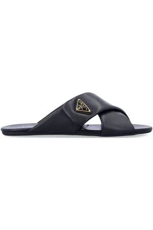 Prada Sandali Slider Incrociati In Pelle