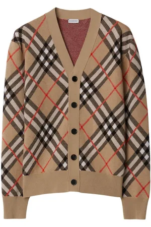 Burberry Cardigan In Misto Lana E Mohair Check