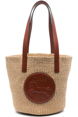 Chloé Borsa Cesto Grande Horse Medal In Fibre Naturali