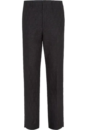 Fendi Pantaloni In Jacquard Ff Di Lino