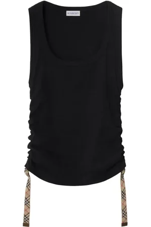 Burberry Canotta In Cotone Stretch Con Finiture Check