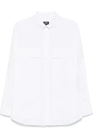 Fendi Camicia In Cotone Con Lettering Roma Impunturato