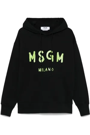 Msgm Felpa Relaxed Fit In Cotone Con Cappuccio E Stampa Logo