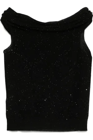 Roberto Collina Top In Lana Semitrasparente Con Micro Paillettes