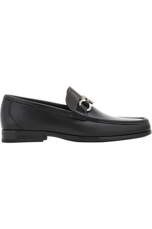 Salvatore Ferragamo Mocassini In Pelle Liscia Gancini Argento
