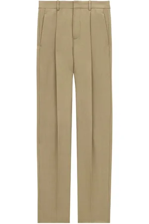 Saint Laurent Pantaloni Carrot-Fit A Vita Alta In Gabardine Di Lana