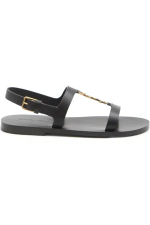 Saint Laurent Sandali Pepe 05 In Pelle Liscia Con Fascia A T