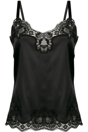 Dolce & Gabbana Canotta In Raso Con Dettagli In Pizzo